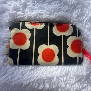 Orla Kiely Black Cream & Red Flower Zip Cosmetic Wallet